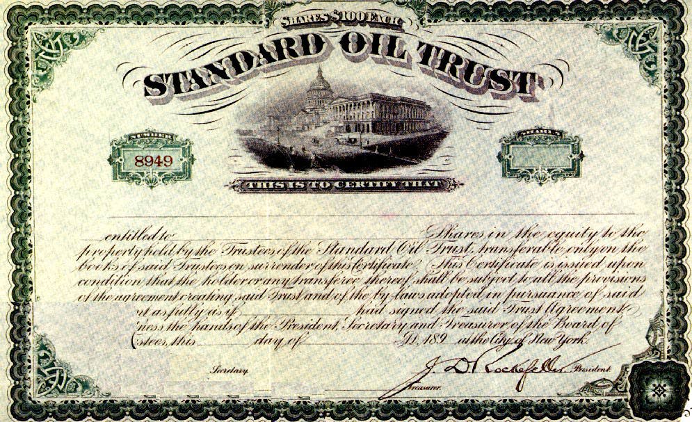 Rockefellerov Standard Oil Trust certifikat iz 1896., Foto: Wiki