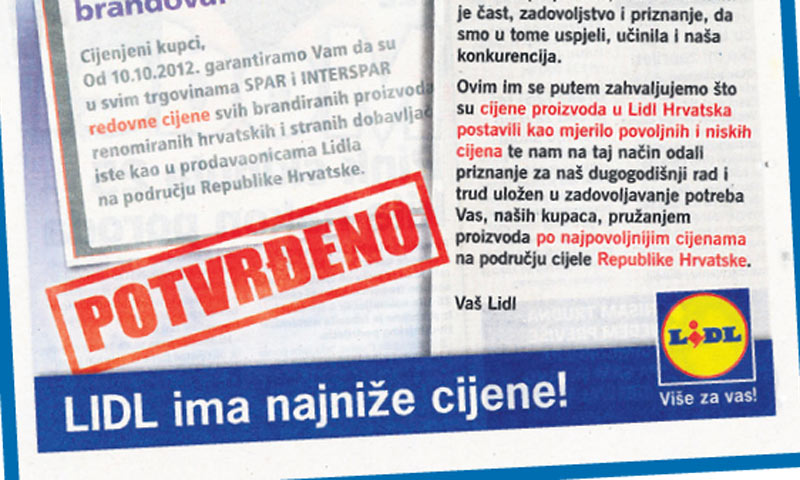 Lidl zahvaljuje Sparu što je prepoznao potencijal njegovih cijena