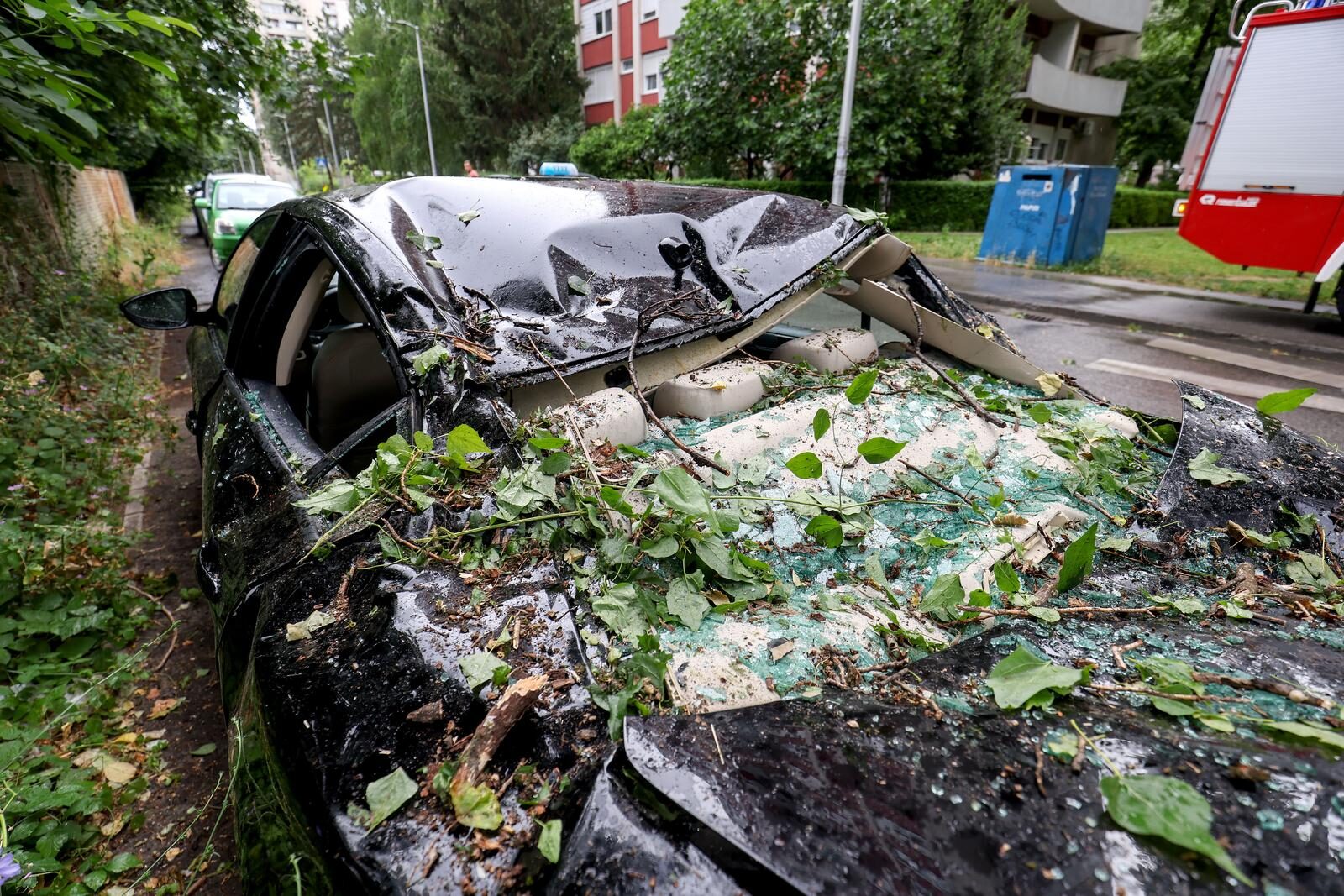 Nevrijeme pogodilo Zagreb, vjetar rušio drveća na automobile