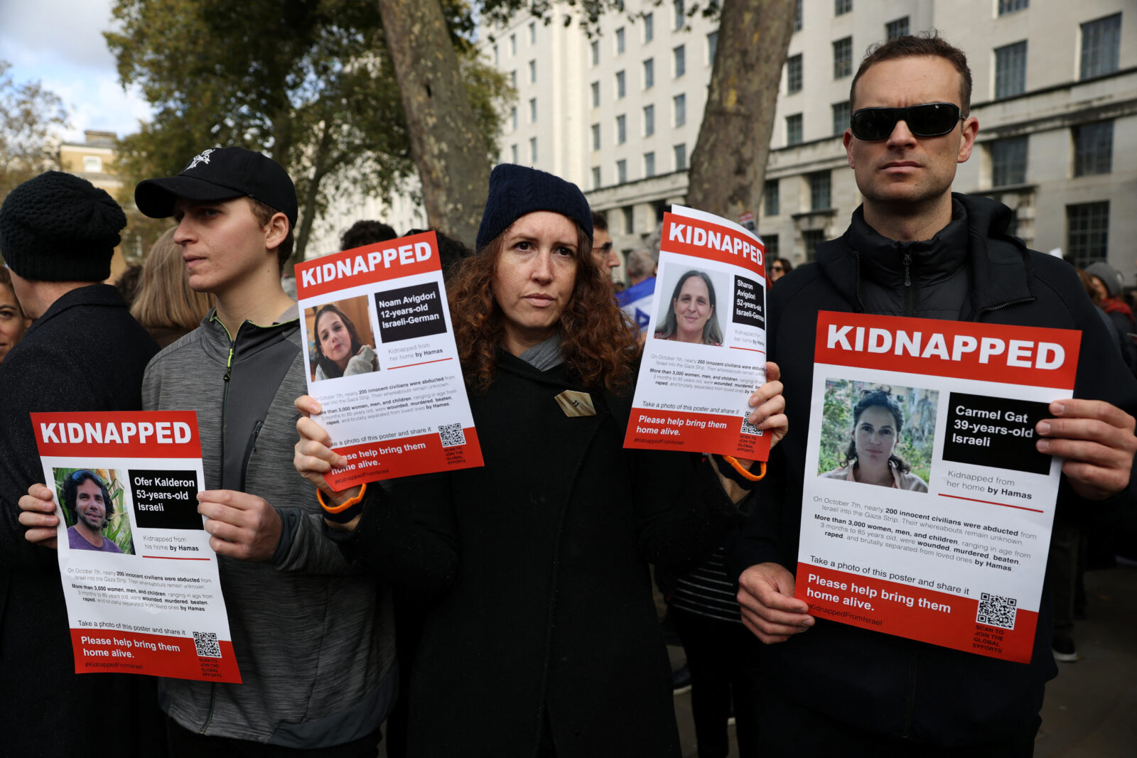 Demonstration in support of Israel and the hostages kidnapped by Hamas, in London