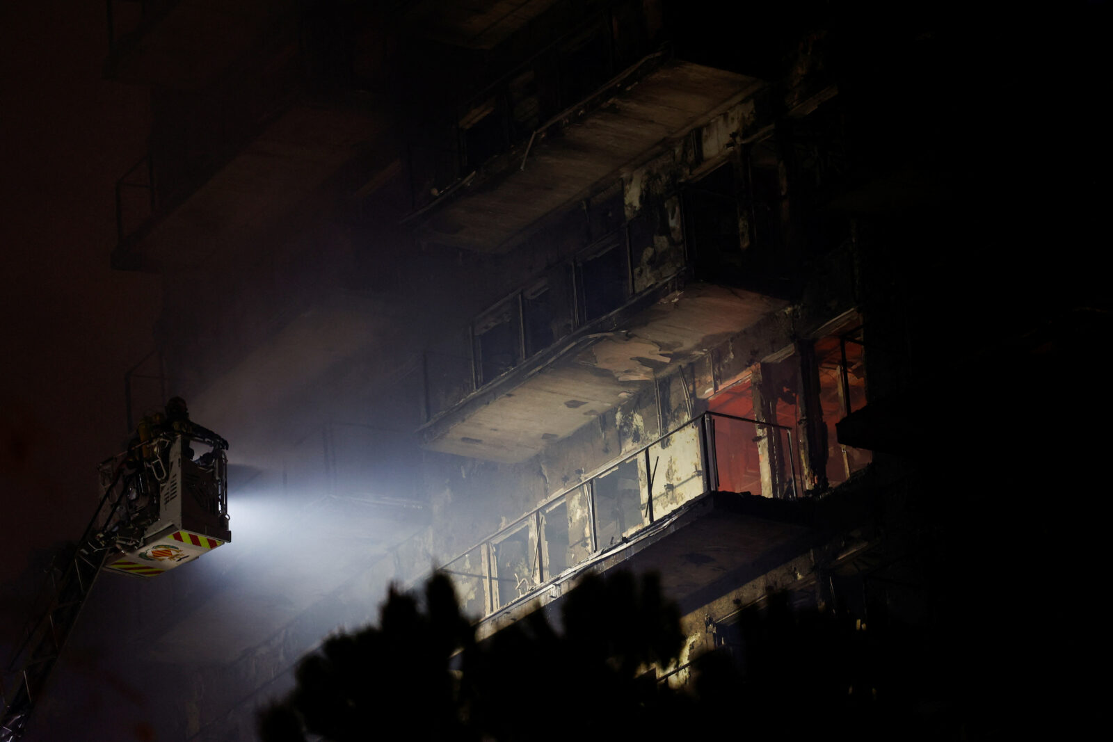 Fire of apartment building in Valencia