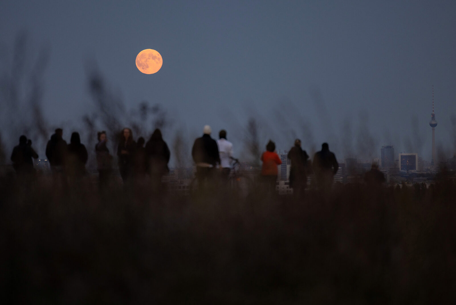 Full moon, known as the Hunter's moon, rises in Berlin